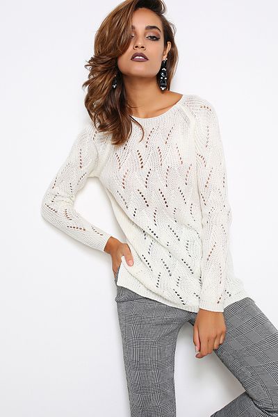 AVORWE Crew Neck Jacquard Knitted Women's Knitwear Sweater