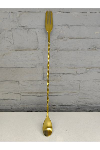 ALANYA HOME DECOR ملعقة تقليب ستانلس ستيل ذات رأس مزدوج ملعقة تقليب ستانلس ستيل ذات رأس مزدوج مع مثقاب 33 سم