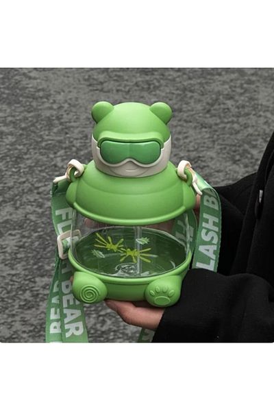 H2O Polycarbonate Water Bottle with Teddy Bear 800 ML Locked Green