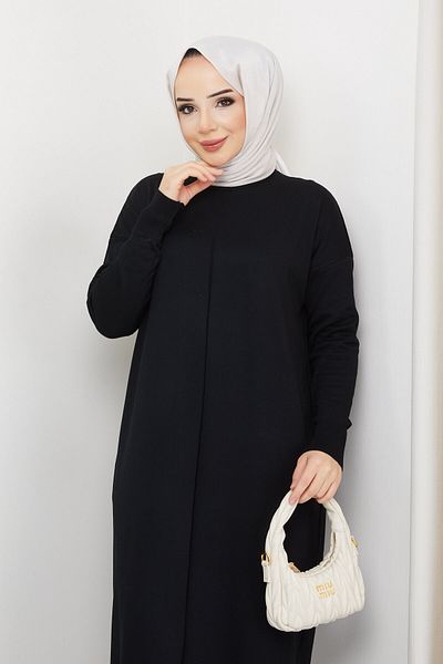 Pamuk Butik Γυναικείο Πλεκτό Φόρεμα Mercerized Hijab Μαύρο