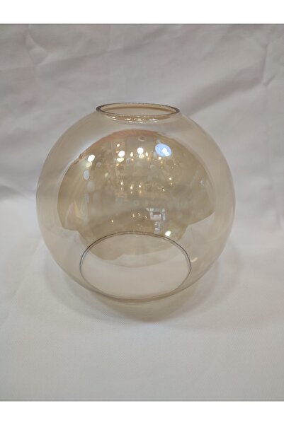 KUĞULU AVİZE CAMI.YUVARLAK,BAL RENKTE.KÜRE,AÇIK AĞIZLI.(E.27)çapı:13.50cm.h:1...