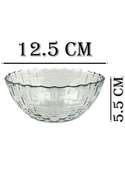 Tiesa Home Set of 6 Straw Pattern Glass Soup Snack Compote Bowls 360cc