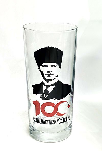 Jenisa 100th of Our 2 Atatürk Printed RepublicYear Special Design Glass Rack Cup
