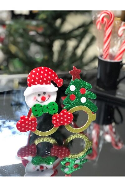 Masalsı Concept Noel Baba Ve Çam Ağacı Detaylı Gold Parti Gözlüğü Her Yüz Tip...