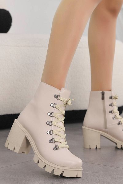 Mamito Ayakkabı Bln 530 Hook Lace Up Heeled Boots-mink Leather