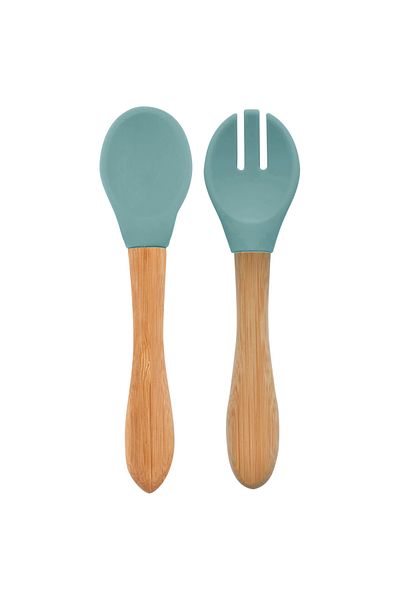 OiOi Aqua Green Food Spoon Fork