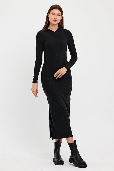 Avones Φόρεμα με μολύβι με κουκούλα 2 κλωστών Full Lycra Anthracite