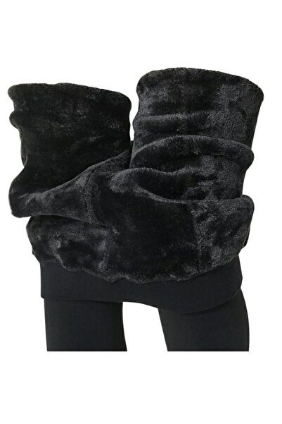 Daymod Colanți de iarnă din pluș, negri, termici, groși, pentru femei