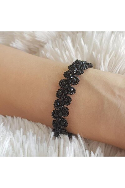 Handmade By HLY El Yapımı Siyah Kristal Bileklik