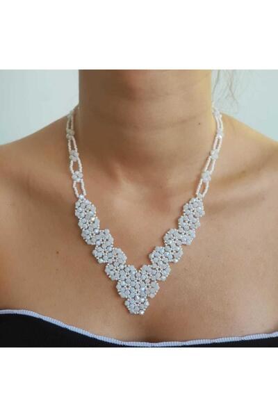 Handmade By HLY E-Made Crystal Stone White Set Suit Bijouterie Necklace (Necklace&Bracelet&Earrings)