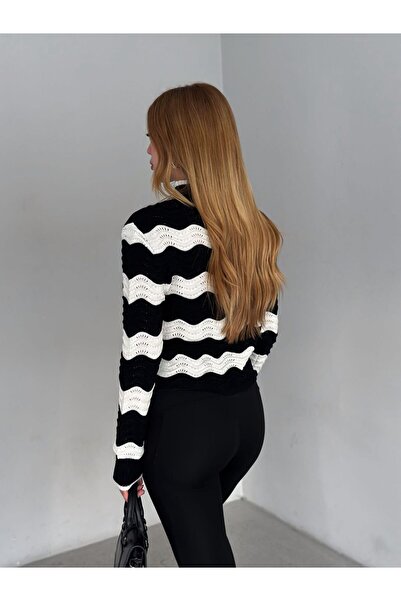 Noa Noa Pulover de damă tricot cu găuri cu model ondulat 9924