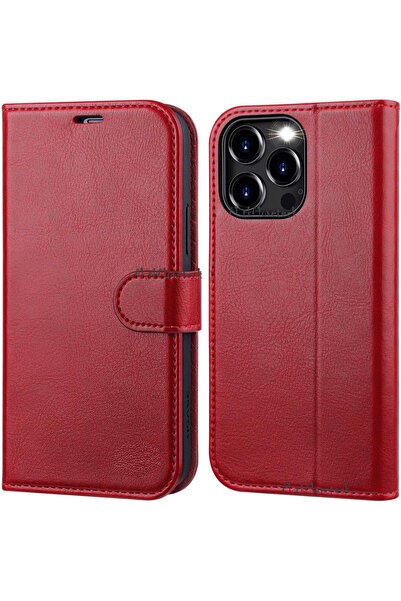 m.tk moveteck İphone 15 Pro Max Kılıf Cüzdan 360 Tam Koruma Deri Kartvizitli ...