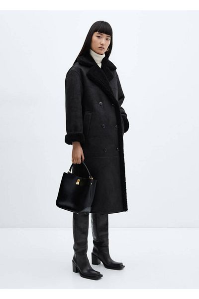 MANGO Woman Reversible fur look overcoat