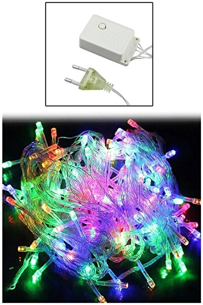 aşkın concept Led Fişli Rgb 10 Metre 100 Lü Led Lamba Yılbaşı Çam Ağacı Süsü Renkli Işık Şeffaf Kablo