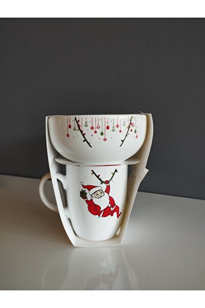 Keramika yılbaşı bulut kupa ve kase takımı 2 parça