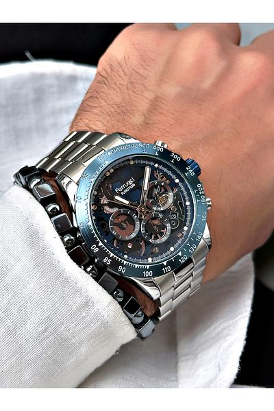 Ferrucci Silver Color Functions Active Men's Wrist Watch + BRACELET GIFT