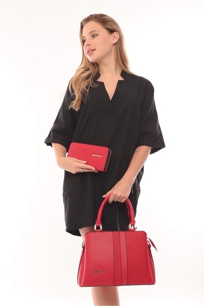 Pandora Bags Alfa Model Red Bag and Wallet Set
