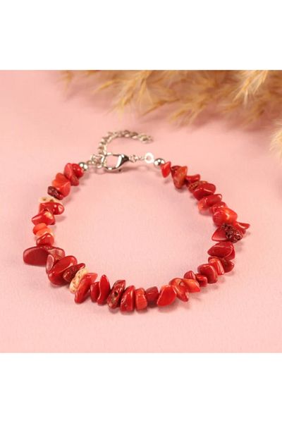 NBS Beautiful Naturel Stones Coral (Evil Eye Stone) Stylish Natural Stone Bracelet