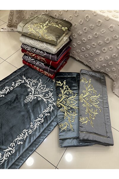 incisecrethome Seccade, 1 Adet Ipek Kadife Elyaflı, Nakış Işlemeli Seccade