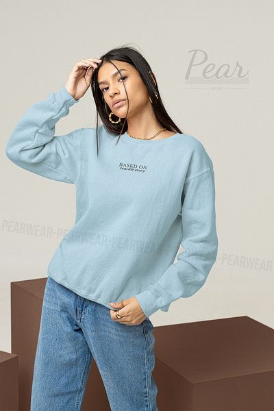 Pear Wear Hanorac oversize pentru damă - Imprimat pe bază, 3 fire ridicate
