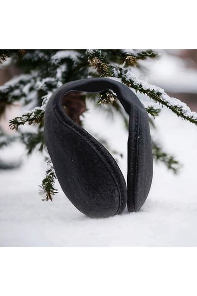 Hobisy Black Fleece Neck Type Unisex Ear Beanie - Feel the Warmth of Winter