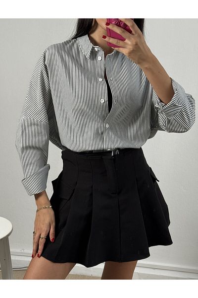 minaaise Cămașă oversize cu dungi negre 27001