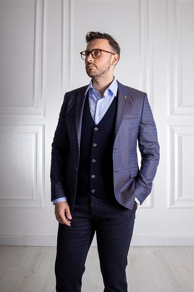 Zingora Тъмносиньо яке с яка тип „лястовица“ Slim Fit