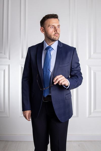 Sarar İnterview Sarar Combination Micro Pattern Navy Blue Suit