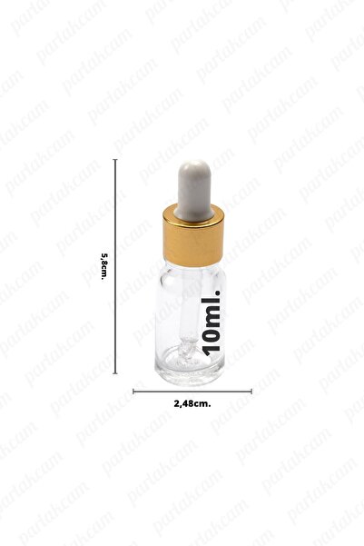 wellLine 20cc Damlalıklı Şeffaf Şişe GoldMetal Başlıklı Cam Çubuklu Şeffaf Ca...