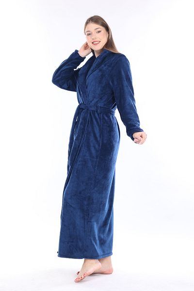mervemoda Női Indigo Welsoft kiváló minőségű hosszú köntös