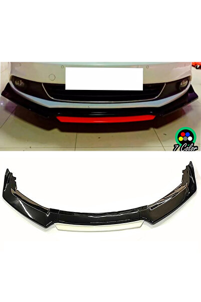 MKG Otomotiv Vw Jetta MK5 Beyaz Renkli Şeritli Dilli Ön Lip 4 Prç Parlak Siyah ABS 2005 -2010