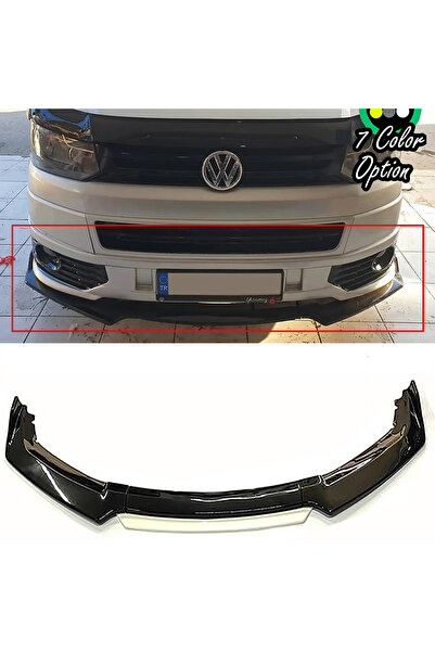 MKG Otomotiv VW Transporter Beyaz Renkli Şeritli Dilli Ön Lip 4 Prç Parlak Si...