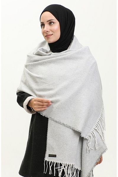 novon Eșarfă/șal cu franjuri cu model în V texturat din lână