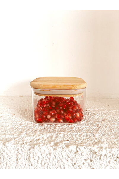 KaiHome حاوية تخزين زجاجية واحدة مع غطاء مفرغ من الخيزران