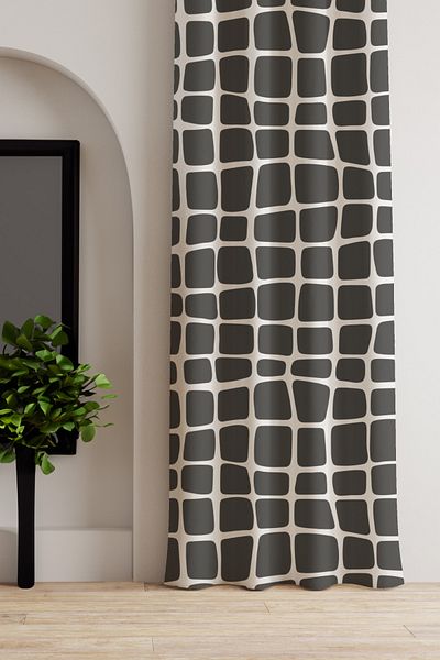 AYSHOME Ays Home Geometric Pattern Dark Gray Background Curtain