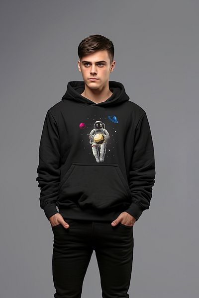 ADA BEBEK ÇOCUK Ανδρικό φούτερ με κουκούλα Galaxy Stars από βαμβάκι