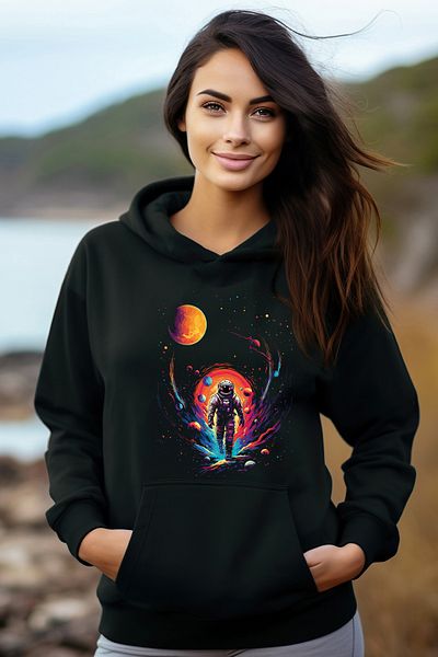 ADA BEBEK ÇOCUK Памучен дамски суичър с качулка Galaxy Warrior Astronaut