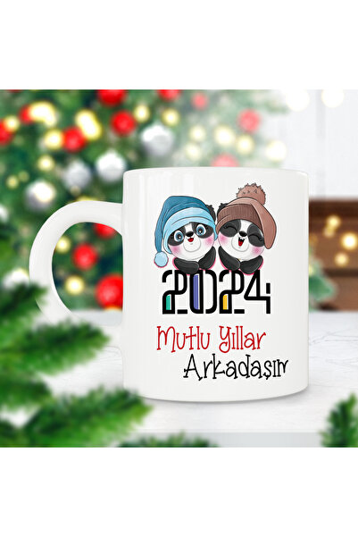 ART HEDİYE 2024 عيد ميلاد سعيد صديقي الباندا هدية عيد الميلاد كوب مطبوع