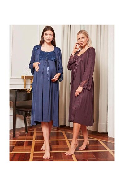 BirolGaye 4808 ثوب نوم للحوامل باللون الأزرق الداكن