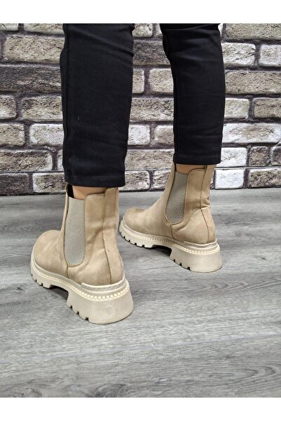Bukond Yandan Lastikli Kalın Taban Günlük Kısa Süet Bot