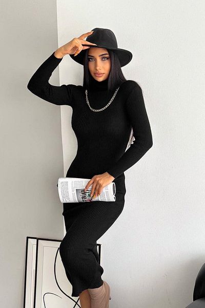 YUSUF CAN KARATAŞ KARATAŞ GİYİM Women's High Collar Long Sleeve Bodice Fabric Hijab Suitable Dress Size 135 Does Not Show Underwear