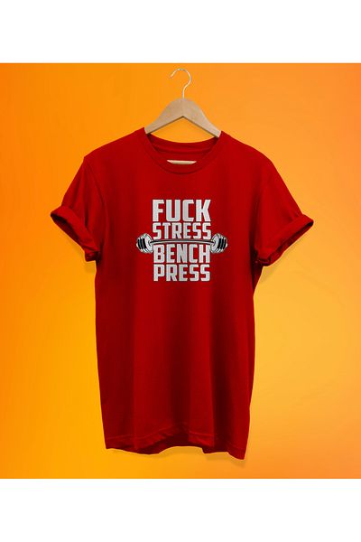 remonz Bench Press Printed Red, 100% Cotton, Oversize, Plus Size T-Shirt