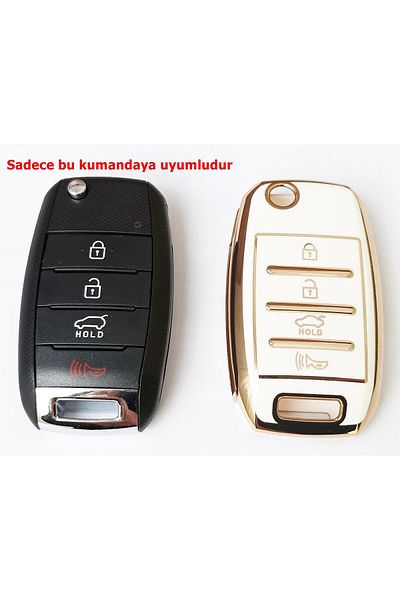 skilit samsun oto kilit Kia Rio Ceed Picanto Switchblade Control Case Auto Keychain White