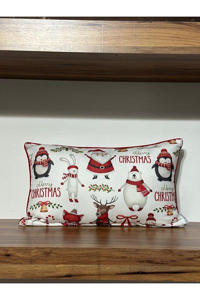 KIRLENTİM H1069 Digital Printed Double Sided Patterned Throw Pillow Cover with Piping Edges