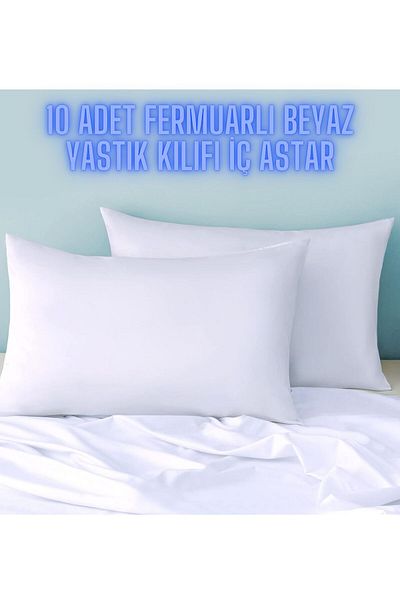Belsina Home Cotton 10 Pieces White 50x70 Pillow Case with Zipper (INLINE LINING)