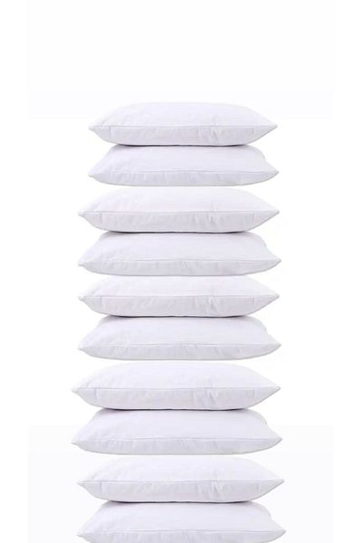Belsina Home Cotton 10 Pieces White 50x70 Pillow Case with Zipper (INLINE LINING)