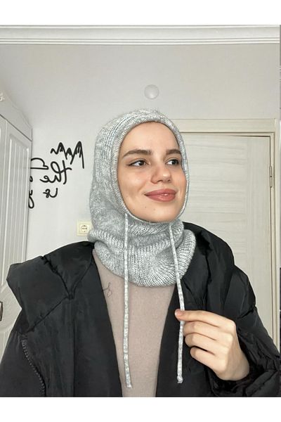 KÜÇÜK EW Balaclava Corded Knitted Beanie Headgear | Lace-up Hooded Beret
