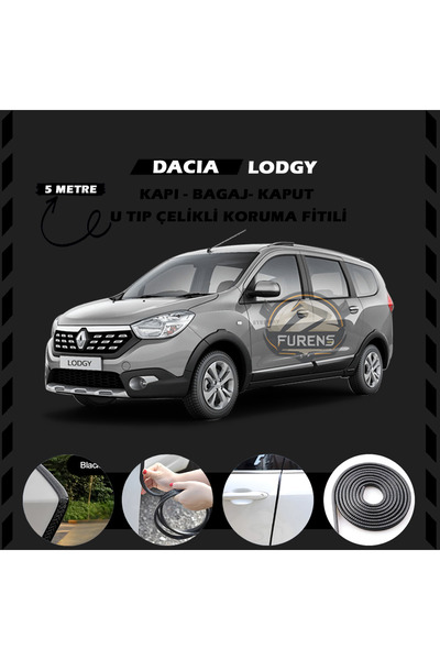 STS Oto Aksesuar Dacia Lodgy Oto Araç Kapı Koruma Fitili 5metre Parlak Siyah ...