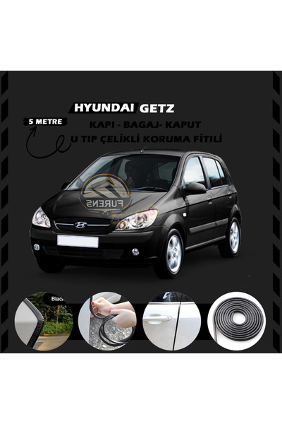 STS Oto Aksesuar Hyundai Getz Oto Araç Kapı Koruma Fitili 5metre Parlak Siyah...