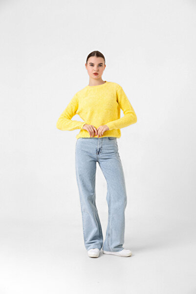 Benedetto Γυναικείο κίτρινο πλεκτό πουλόβερ σε κανονικό μέγεθος